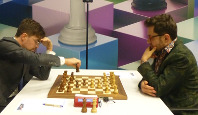 Levon Aronian against Jorden Van Foreest Tata Steel Round 9 in Wijk aan Zee Photo © Michiel Abeln.